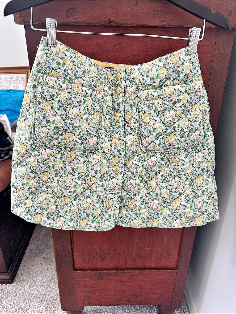 J.Crew Limited-Edition Quilted Button-Front Mini Skirt in Liberty® Fabric, Green